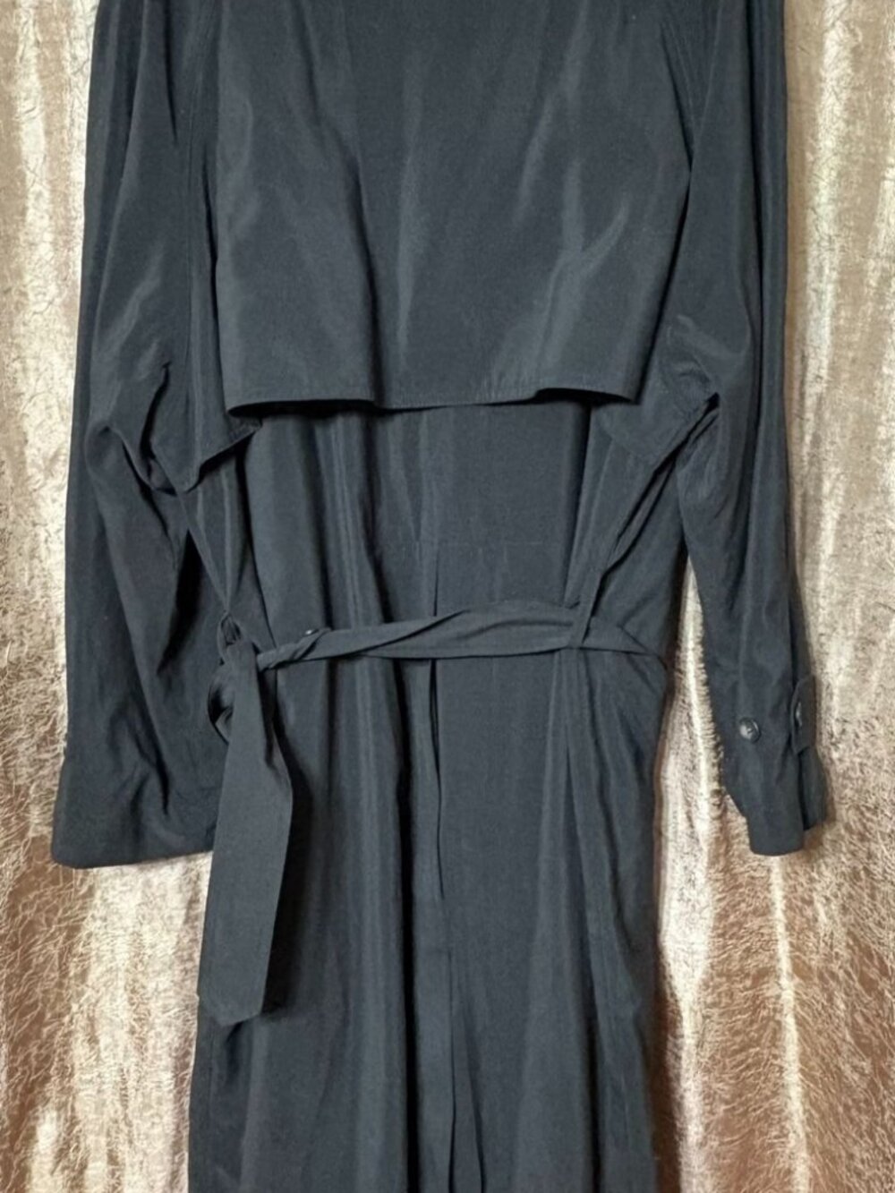 Vtg Ralph Lauren Black Double-Breasted Trench Coat  Belt Lined Men's 44R L/XL - Picture 2 of 12